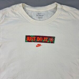 NIKE Just Do It T Shirt Mens XXL The Nike Tee Cream Graphic Short Sleeve Orange